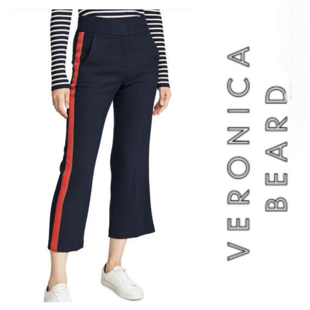 Veronica Beard Navy and Red Cropped Pants